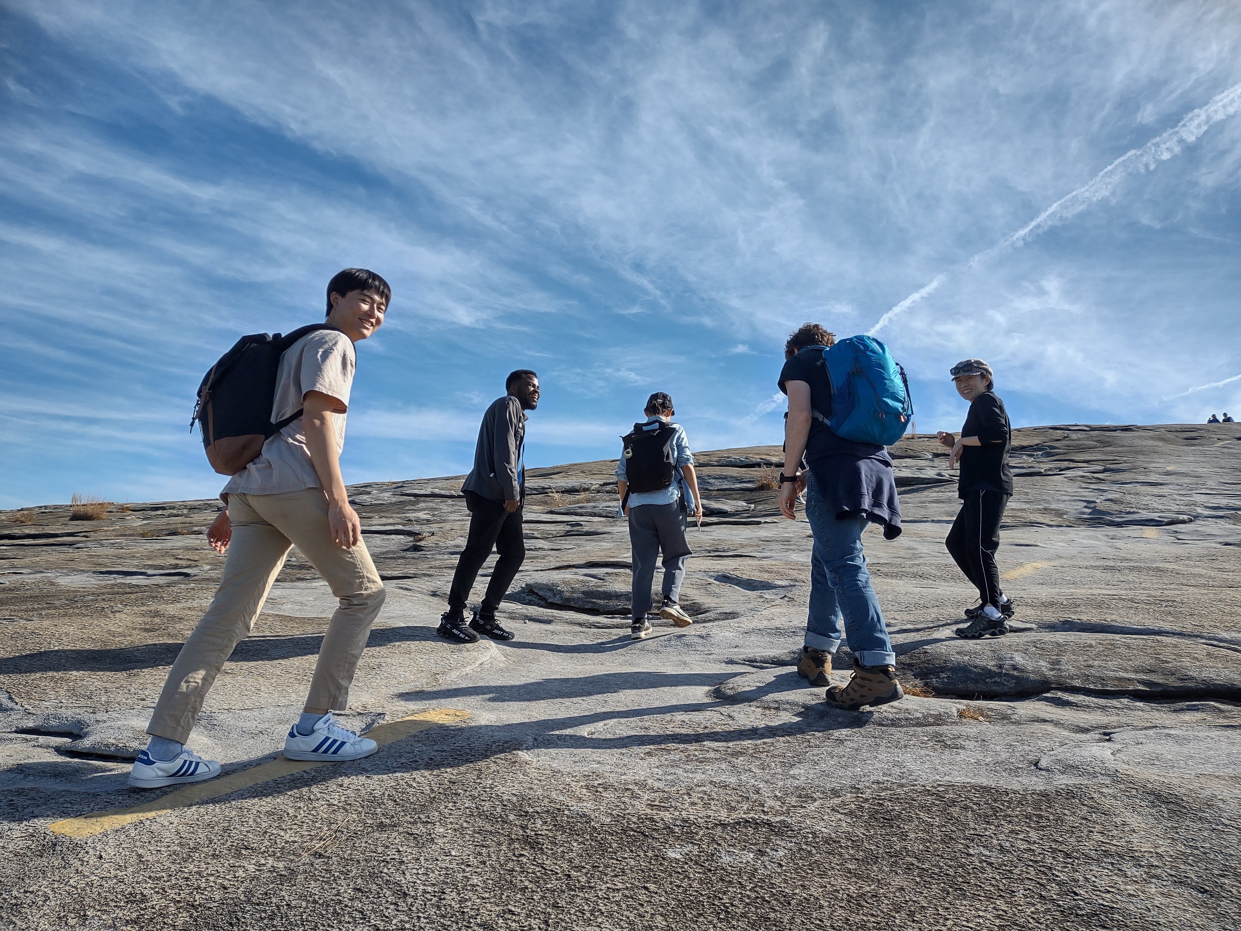 The group climbing up stone mountain